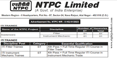 ITI Fitter and Instrument Mechanic Job Opportunities in NTPC Limited