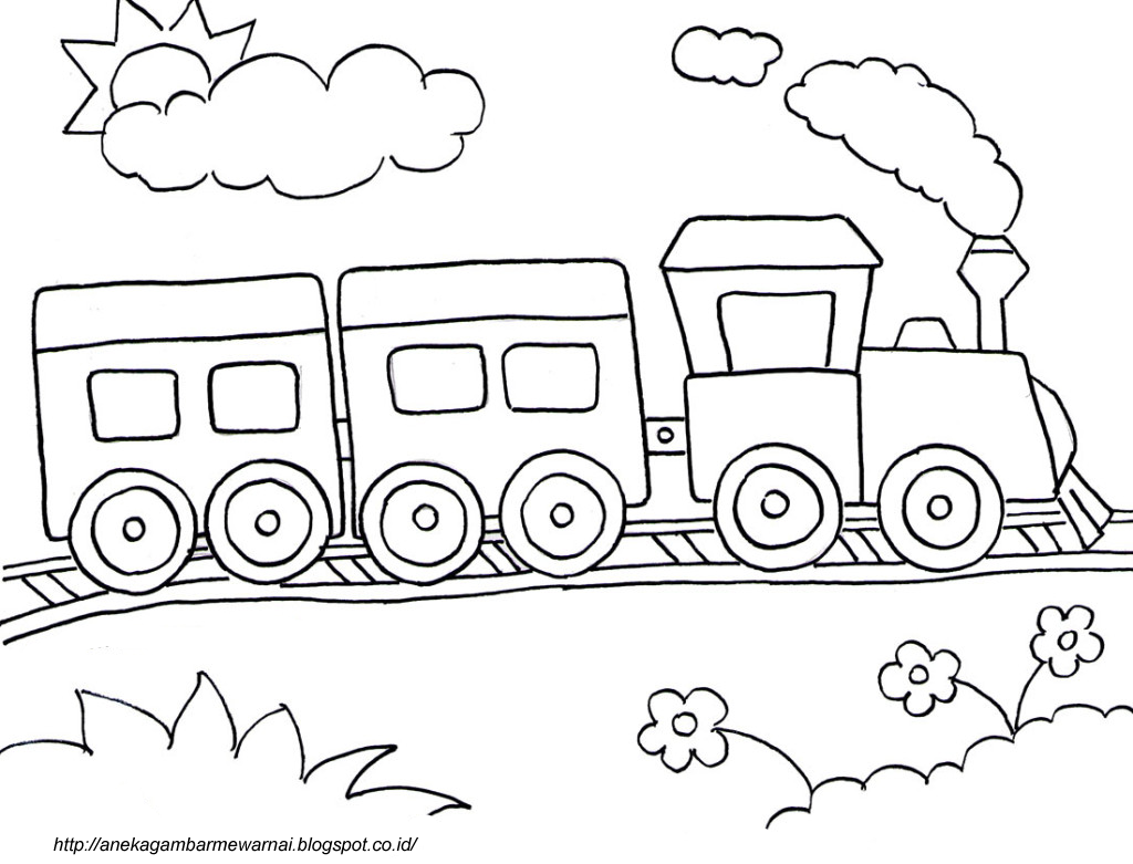 Gambar Mewarnai Kereta Api Untuk Anak