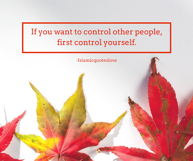 If  you want to control other people, first control yourself.  - Abu Bakr