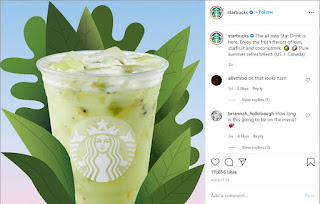 A snapshot shows the instagram promotion post of Starbucks new Star drink.