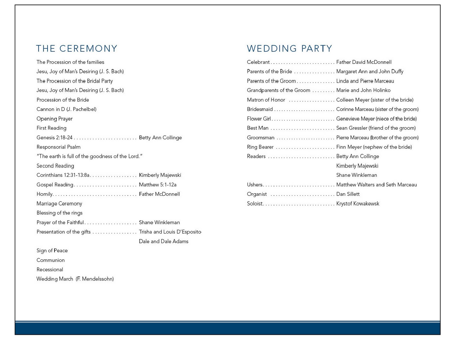 wedding program wording