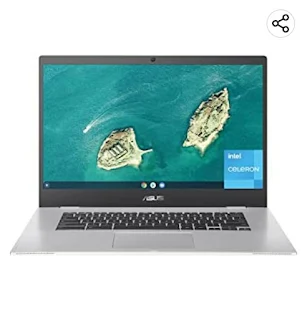 Intel Celeron N3350 Processor, 64GB eMMC Storage, 8GB RAM, Chrome OS, Transparent Silver, ASUS Chromebook CX1, 15.6" Full HD NanoEdge Display, CX1500CNA-AS84F