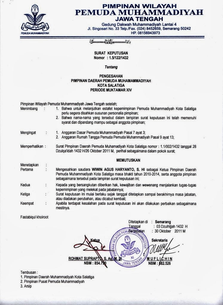 SK PDPM SALATIGA - Pimpinan Daerah Pemuda Muhammadiyah