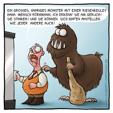 Monster dumm gelaufen Kaffee Automat Espresso Getränkeautomat Büro hinten anstellen Cartoon Cartoons Witze witzig witzige lustige Bildwitze Bilderwitze Comic Zeichnungen lustig Karikatur Karikaturen Illustrationen Michael Mantel lachhaft Spaß Humor