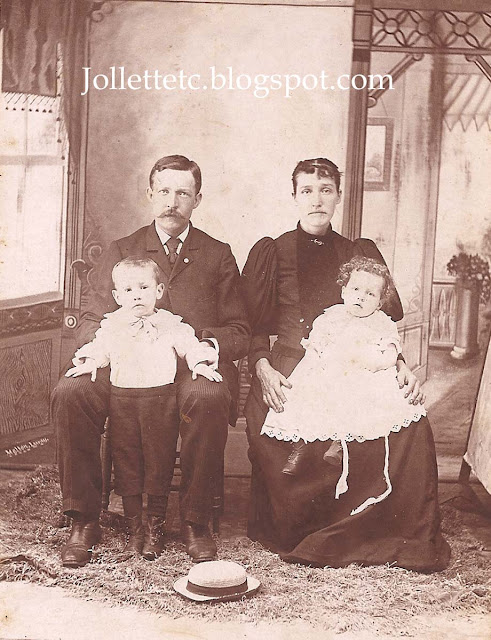 George Clift and Sallie Jollett Clift with Vernon and Daisey about 1895 https://jollettetc.blogspot.com