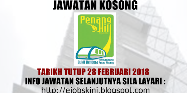 Jawatan Kosong Perbadanan Bukit Bendera Pulau Pinang - 28 Februari 2018