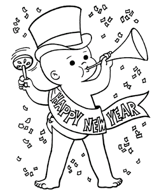 New Year Black And White Coloring Images For Kids