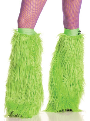 green furry boot covers