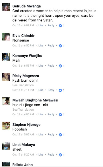  "Tufia, God punish you, Holy Ghost fire, abomination, insanity!" - Facebook users reacts to the wedding between two Kenyan homosexuals
