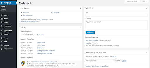 WordPress Dashboard