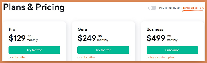 SEMRUSH MONTHLY PRICING