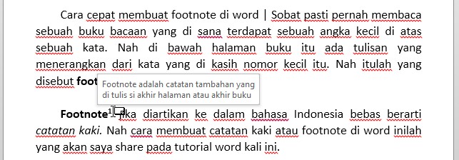 Cara cepat membuat footnote atau catatan kaki di word 