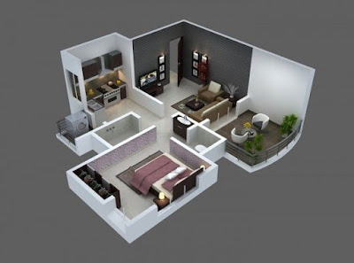 Denah rumah minimalis 3D