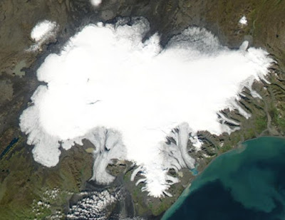 Satellite image of Vatnajokull glacier in Iceland