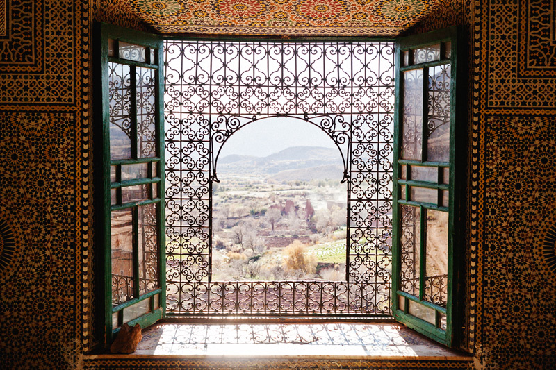 The view from within the Telouet Kasbah in the high Atlas Mountains