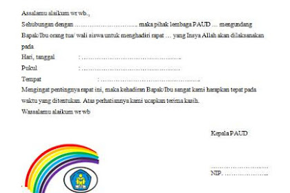 Contoh Surat Undangan Rapat Orang Tua Murid