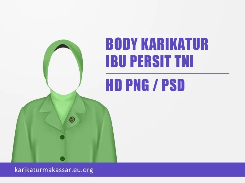 Body Karikatur Persit TNI PNG kualitas HD