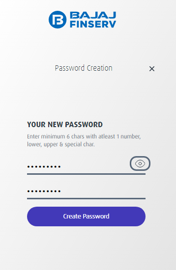 create password of bajaj finance