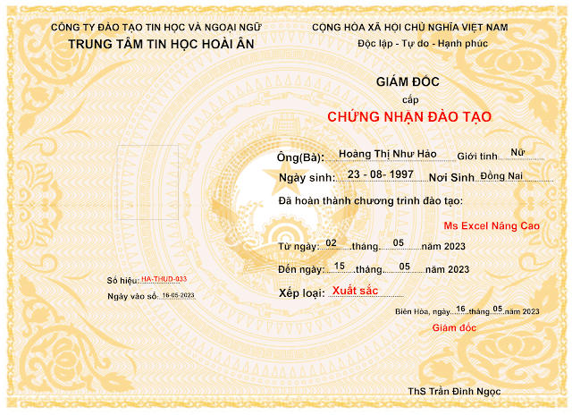 Chứng chỉ tin học văn phòng ms Excel nâng cao