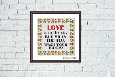 Love is in the air Funny romantic cross stitch pattern