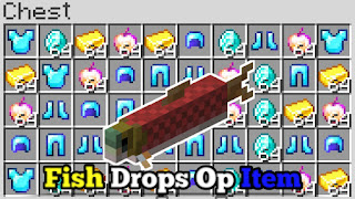 Fish Drops Op Item Addon || Bedrock || By GamerFile Minecraft Data Pack