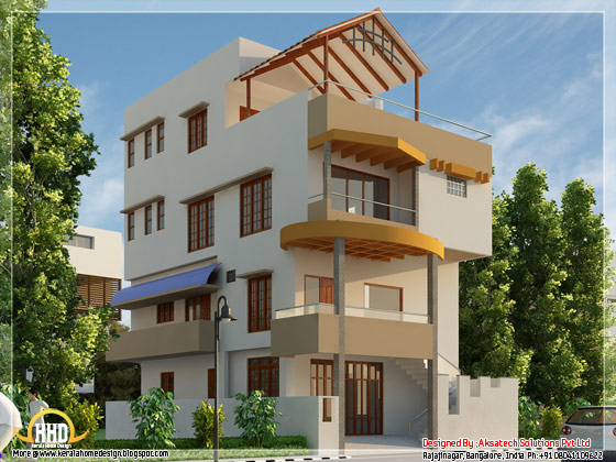 Modern contemporary house 3D render 3