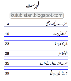 Table of contents of Islami Tarikhi Kahaniyan Urdu Book