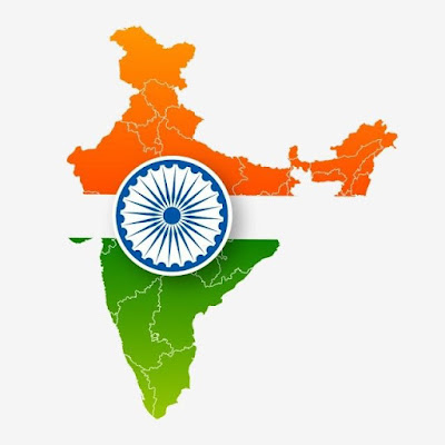 tri colour map of India with Ashok chakra