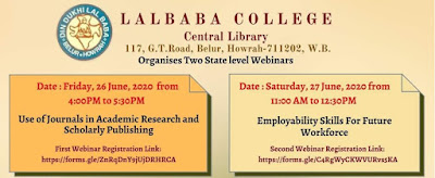 Lalbaba College Central Library Organises Two State level Webinars on 26 and 27 June 2020