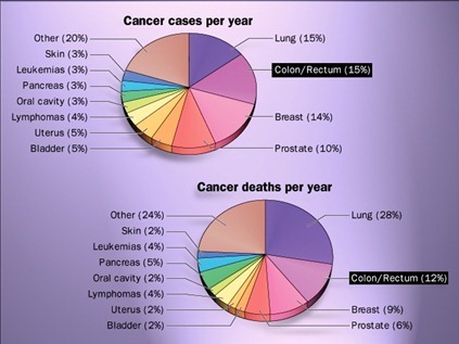 Cancer cases & death per year-colon