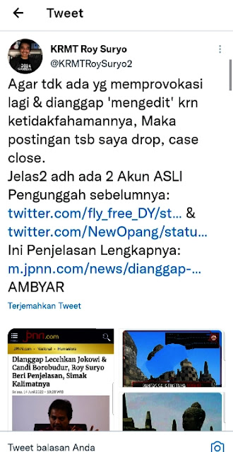 Roy Suryo Upload candi Borobudur Miri Jokowi