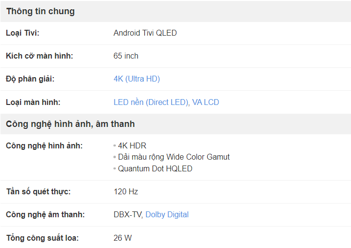 Android Tivi AQUA QLED 4K 65 inch LE65AQTS6UG