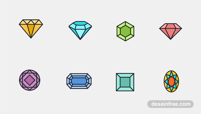 8 Diamond Icon PSD Free Download - desainfree.com