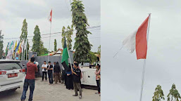 HMI Soroti Bendera Negara Lusuh dan Sobek Berkibar di Kantor KPU Polman