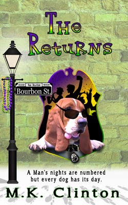 The Returns book cover with Basset Hound and FBI shield in New Orleans