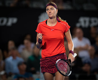 Petra Kvitova in Red Dress at 2019 Sydney International Tennis