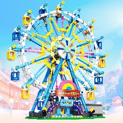 Image: 2024 Newly Upgrade Ferris Wheel Building Set with Fairy Light, Two-Way Rotating Ferris Wheel Building Blocks Set of 813 PCS, Amusement Park Model Kit for Kids Ages 8+, Ideas Gift for Boys and Girls