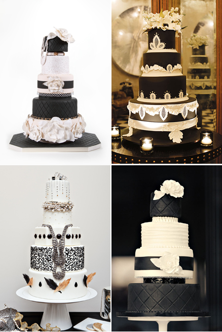 black pink and white wedding cakes