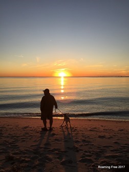 The beach at sunset