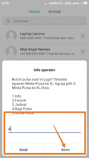 Mengirim pulsa nomor Axis ke nomor xl