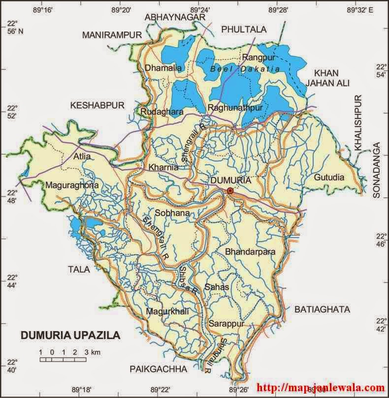 dumuria upazila map of bangladesh