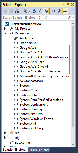 VB .NET Google.Apis.Drive.v3 installation using NuGet in VS2015 Reference