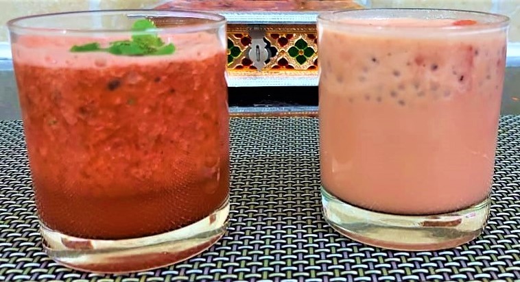 Watermelon  smoothie & Watermelon  lemonade using sabja seeds