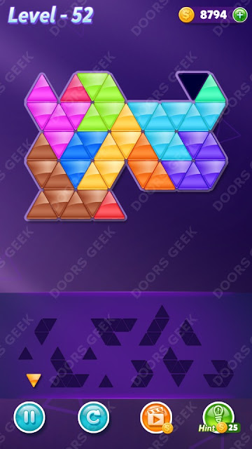 Block! Triangle Puzzle 12 Mania Level 52 Solution, Cheats, Walkthrough for Android, iPhone, iPad and iPod