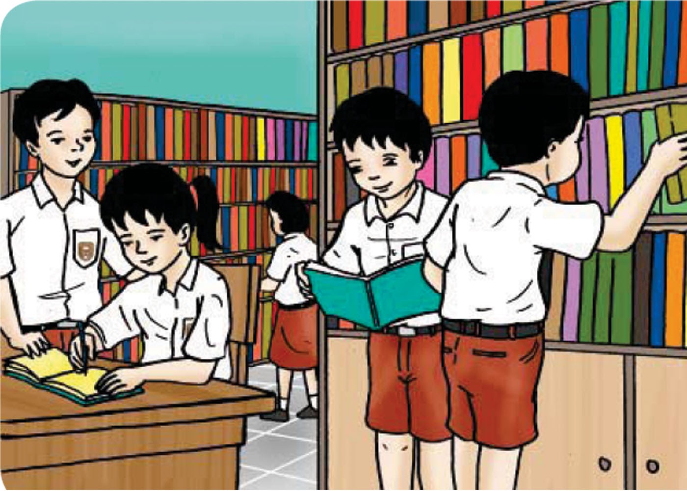  Gambar Kartun Membaca Buku Di Perpustakaan Top Lucu