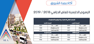 مصروفات اكاديمية الشروق 2018 - 2019