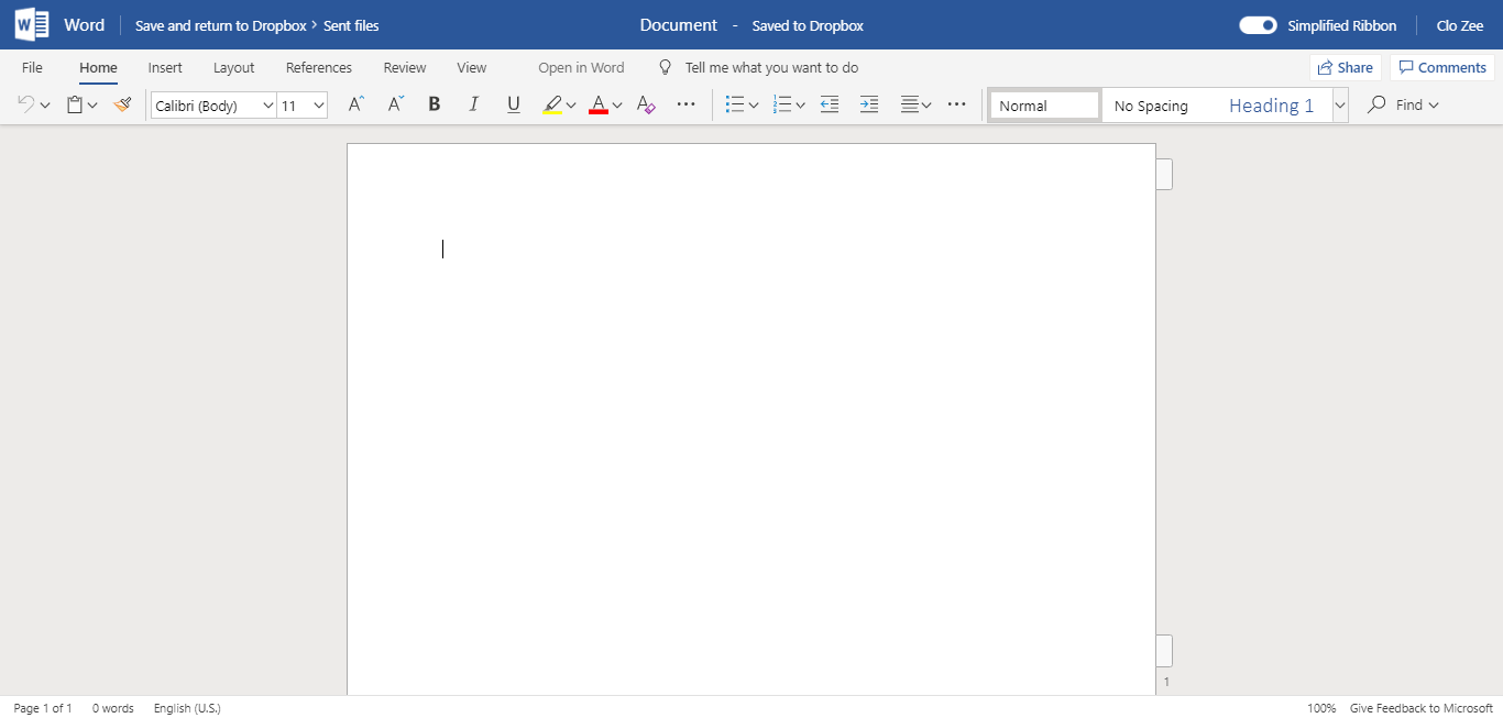 Preview Microsoft Word Online menggunakan Dropbox