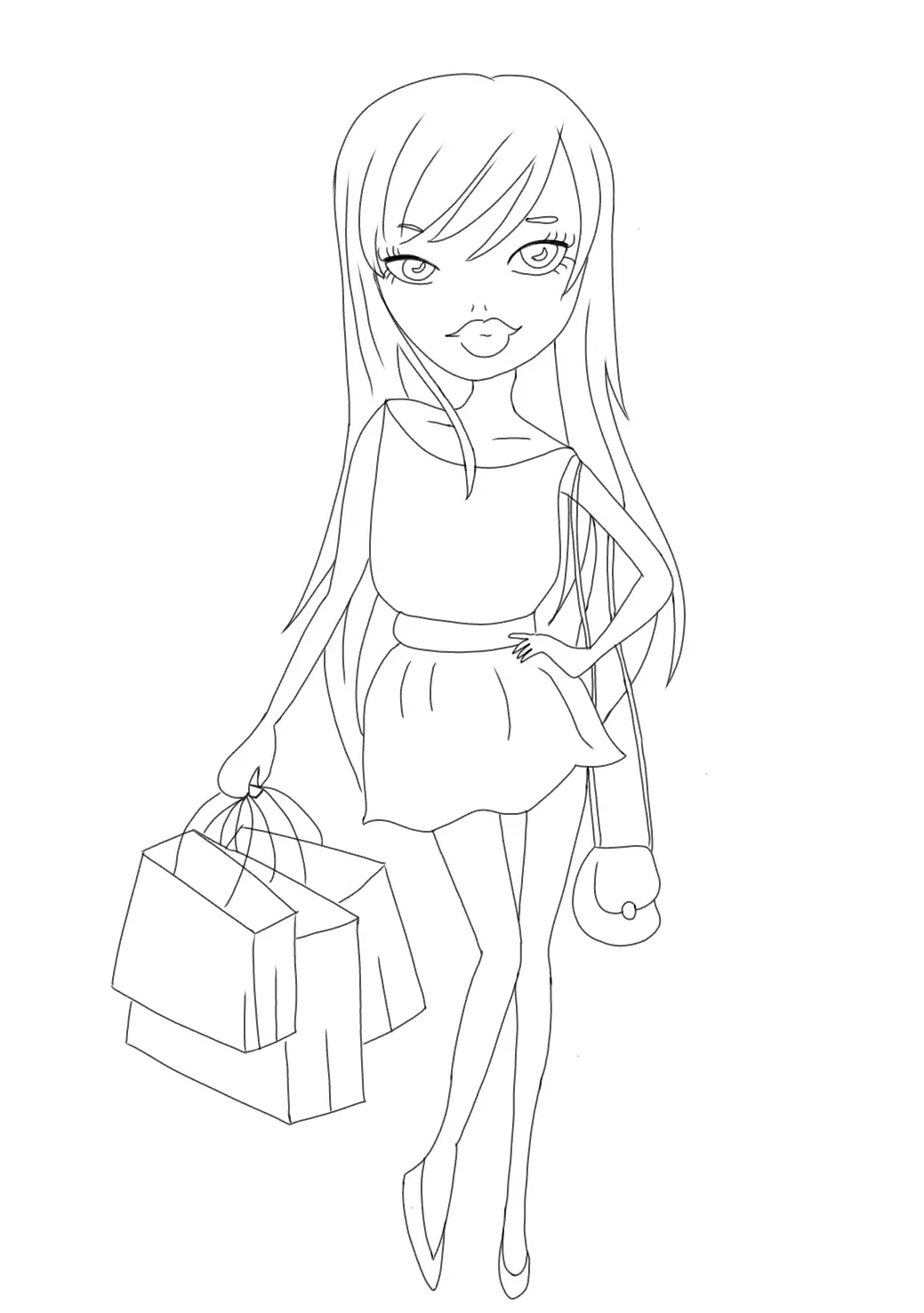 Fashion Shopping Girl Coloring Pages