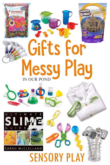 Gifts for Messy Play // In Our Pond // sensory play // slime // mud kitchen // bath time fun // kids gift guide