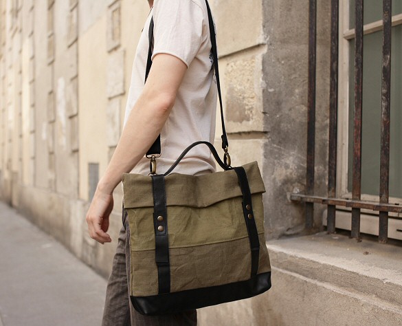 Cartable homme en toile army